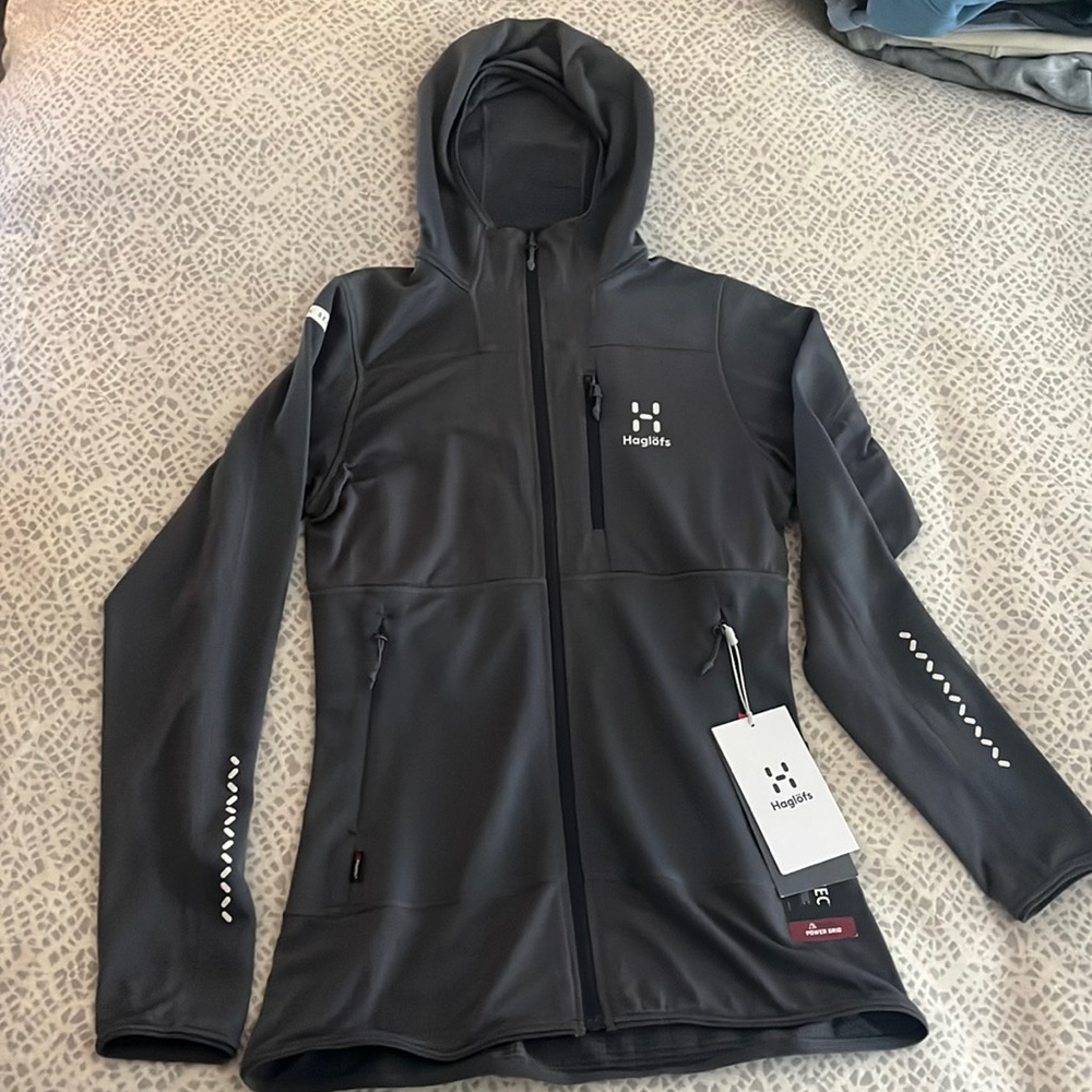 Haglofs grey hooded full zip size xs BEAND NEW